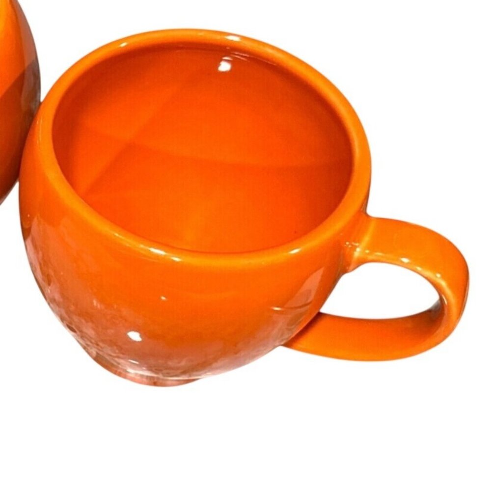 Hues N Brews Glazed Orange Ceramic Teapot Set Steel Lid 2 Matching Cups Service - Picture 6 of 7